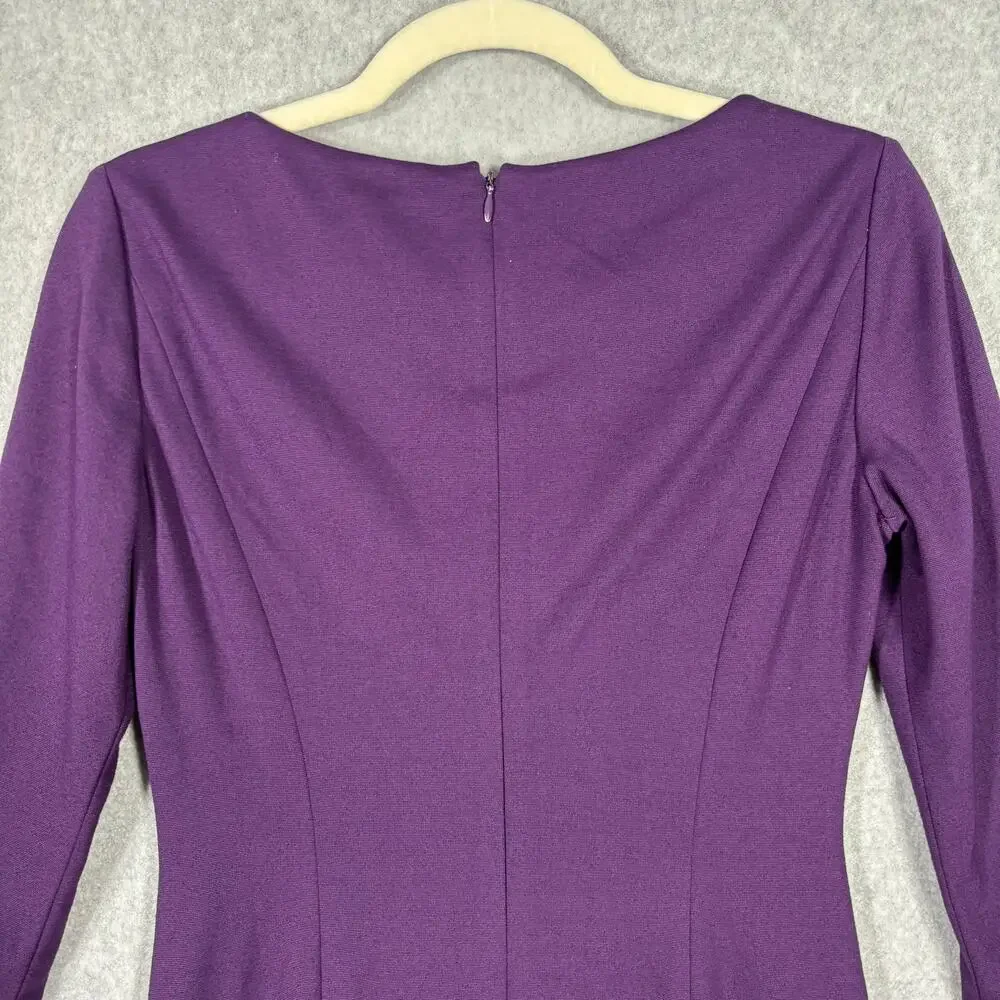 Tahari Dress 4 Petite Sheath Pencil‎ Sunburst Asymmetric Secretary Career Church - Picture 12 of 14